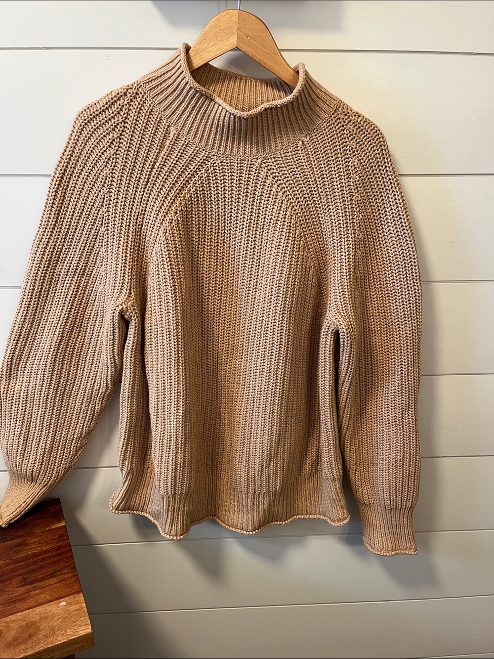 J. Crew Beige Ribbed Turtleneck Sweater
